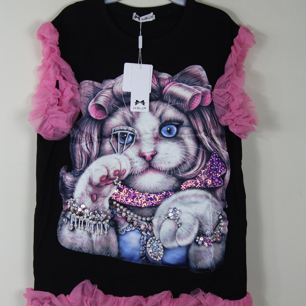 Rare  Cat Long Loose T-Shirt.